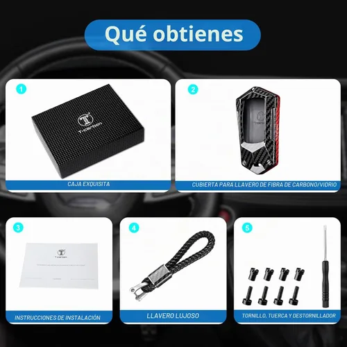 Vista 9 de T-carbon Protector de llavero de fibra de carbono real compatible con funda Negro-rojo