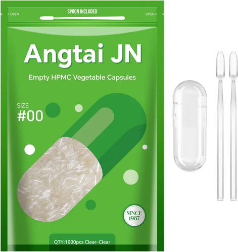 Vista 10 de AngtaiJN 500 cápsulas vegetarianas transparentes, tamaño 00 cápsulas de píldoras de bricolaje, tapas vacías, con cuchara de micro laboratorio