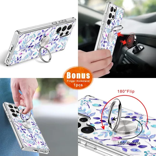 Vista 7 de Funda para Galaxy S22 Ultra, transparente para niñas y mujeres, resistente, a prueba de golpes, funda rígida para Samsung Galaxy S22 Ultra, azul