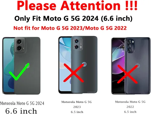Vista 2 de Funda para Moto G 5G 2024, con protectores de pantalla y cubierta para cámara, [grado militar] Cubierta probada contra caídas de 16 pies con soporte