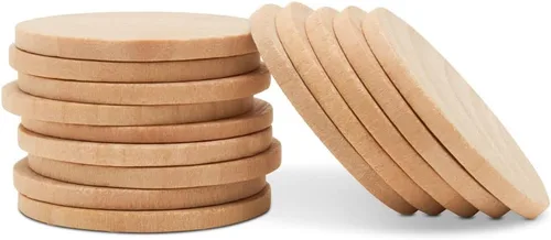 Vista 10 de Círculos de Madera 2 x 1/4 Pulgada Discos de Madera - 25 Piezas Listos para Pintar y Decorar - Quema de Madera - Fabricación de Joyas, Manualidades