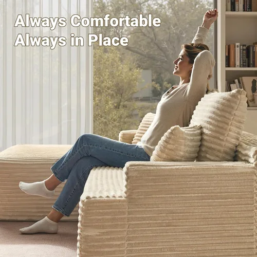 Vista 3 de Sofás seccionales Cloud de 96 pulgadas para sala de estar, sofá sin hueso en forma de L con cómoda silla, sofá modular con asiento profundo,