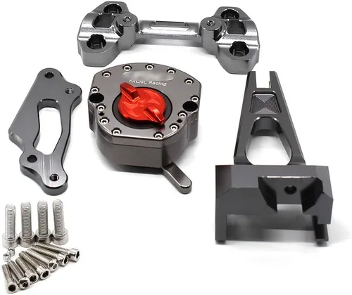Vista 5 de Asiento estabilizador de dirección CNC ajustable para motocicleta con kit de soporte de montaje, juego completo compatible con MT-09 FZ-09 MT09 FZ09