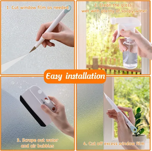 Vista 7 de HTVRONT Kit de Película para Ventanas - 4 Piezas Herramientas de Instalación de Película de Privacidad para Ventanas, Fácil de Aplicar Kit de Tinte