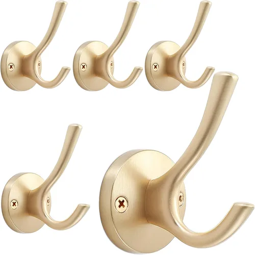 Vista 14 de TOFIIGREM Ganchos negros para toallas, paquete de 2 ganchos de metal resistente para bata de baño, gancho doble montado en la pared, ganchos