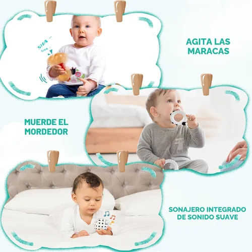Vista 6 de WOODMAM Juguetes Montessori para bebés de 0 a 6 meses, juguetes educativos sensoriales de aprendizaje 9 en 1 para recién nacidos de 0 a 3-6 meses