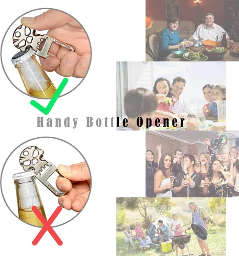 Vista 4 de Hephis Llavero sólido con práctico abridor de botellas, gestión de llaves resistente, llaveros de coche duraderos para hombres y mujeres