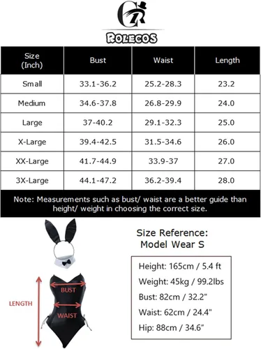 Vista 6 de CR ROLECOS Disfraz de conejito para mujer, traje de una pieza para cosplay de Senpai