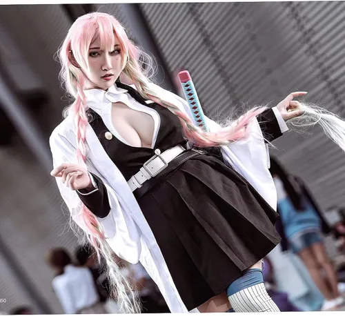 Vista 5 de Rarashik Disfraz de anime para cosplay de TKanroji Mitsuri, disfraz de cosplay de anime para Halloween