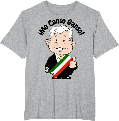 Vista 41 de AMLO Amlito Me Canso Ganso - Camiseta con diseño de dibujos animados mexicanos Gris Oscuro