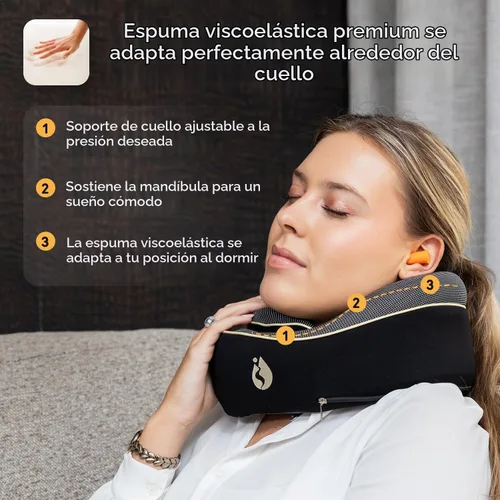 Vista 4 de Almohada cervical Airplane - Almohada de viaje - Espuma viscoelástica cómoda y ergonómica - Almohada de avión con soporte de cabeza y cuello de 360°