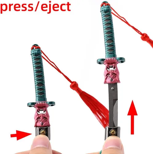 Vista 4 de 8.66" Valorant Onimaru Kunitsuna Katana Key Chain Mini Sword Game Katana Keychain Backpack Keyring Desk Decoration