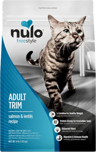Vista 10 de Nulo Freestyle Alimento para Gatos Trim Alto en Proteínas, Receta de Salmón y Lentejas - Alimento Seco Natural para Gatos Sin Granos para Control