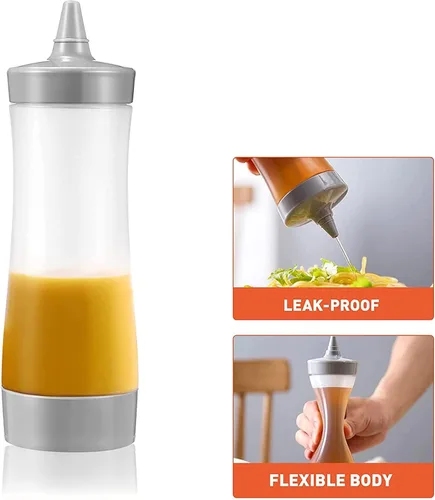 Vista 4 de Ochine Botellas de plástico exprimibles para condimentos, 12 onzas, botellas de plástico para condimentos, juego de botellas para salsa de tomate