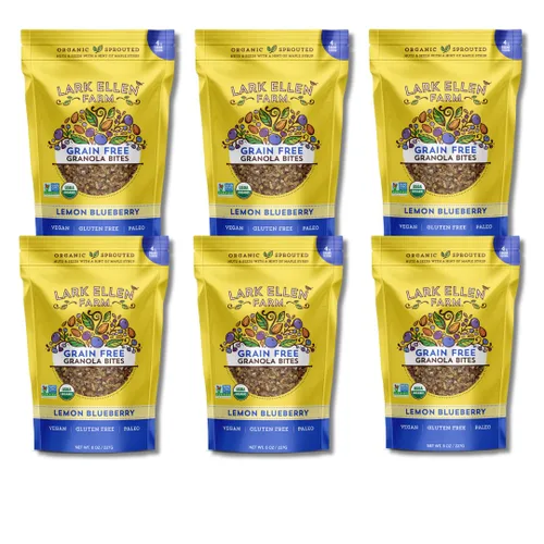 Vista 18 de Lark Ellen - Mordeduras sin granos Vanilla Cinnamon, Cacao Cherry, and Berrylicious sprouted grain-free clusters, Certified Organic, Vegan