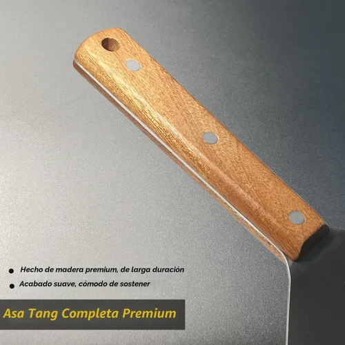 Vista 6 de Juego de espátulas de metal de acero inoxidable para plancha, espátula raspadora para parrilla para BBQ/parrilla superior plana, mango de espiga