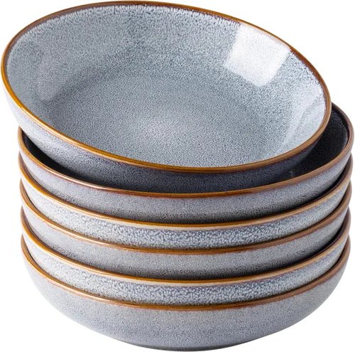 Vista 11 de AmorArc Juego de 4 cuencos grandes de cerámica para pasta de 8.5 pulgadas, cuencos de cerámica de 36 onzas para cocina, cuencos anchos para pasta
