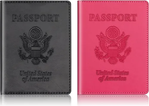 Vista 8 de Herain Soporte para pasaporte, funda para pasaporte, cartera para pasaporte, para mujeres y hombres, funda de pasaporte, protector de libreta