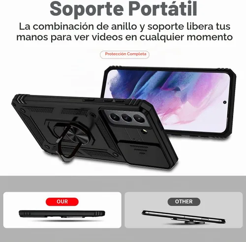 Vista 7 de Funda para Samsung Galaxy S21 con cubierta para lente de cámara, protector de pantalla HD, doble capa de grado militar, probada contra caídas