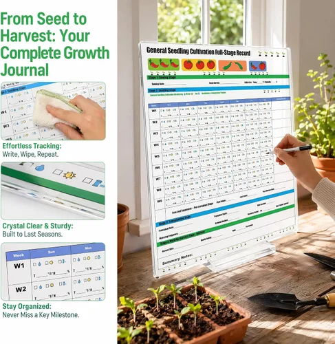 Vista 2 de Acrylic Reusable Seedling Cultivation Record Board for Seed Starter Tray Seedling Tray (1PCS)