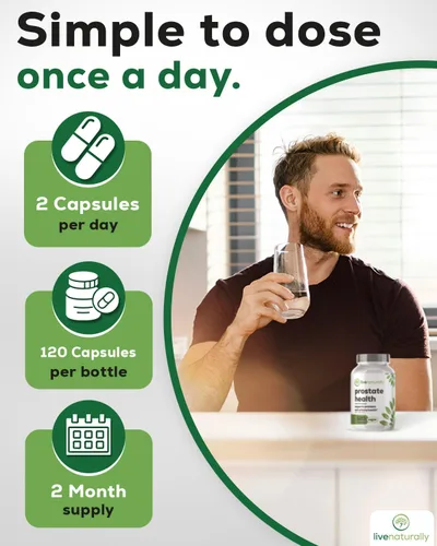 Vista 7 de Suplemento para la salud de la próstata para hombres – Saw Palmetto con semillas de calabaza, ortiga, zinc y selenio – Apoya el flujo urinario