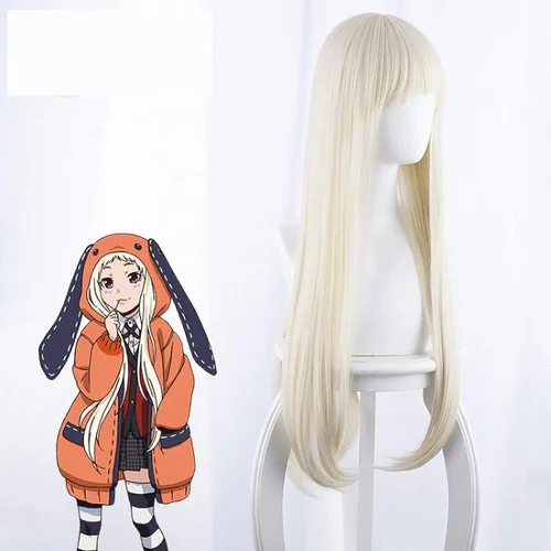 Vista 3 de Uearlid Kakegurui Heat Resistant Cosplay Wig Ririka Momobami Runa Yomozuki Mary Saotome Jabami Cosplay Wigs + Wig CAP Beige Coser Wig