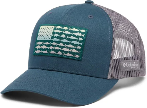 Vista 9 de Columbia Snapback de malla con bandera de pez PFG Negro y piedra oscura.