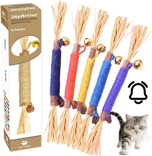 Vista 12 de Silvervine Natural Matatabi Bell Sticks - Juguetes masticables para gatos con golosina de algodón, cuidado de limpieza dental duradera