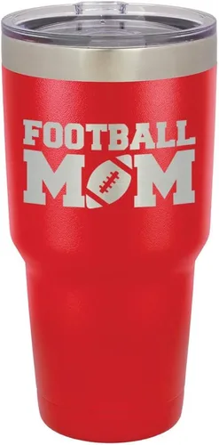 Vista 16 de FOOTBALL MOM - Vaso negro de 30 onzas con popote y tapa superior deslizante Taza de viaje de acero inoxidable Comparar con Yeti Rambler