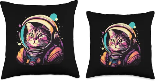 Vista 3 de Smarty Pants Designs Funny Astronaut Space for Cat Lovers - Almohada de 16 x 16 pulgadas, multicolor