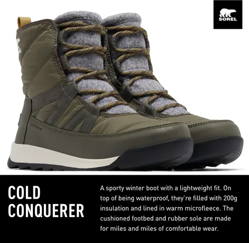 Vista 2 de SOREL Whitney Botas cortas con cordones para mujer, botas de invierno de nailon impermeables