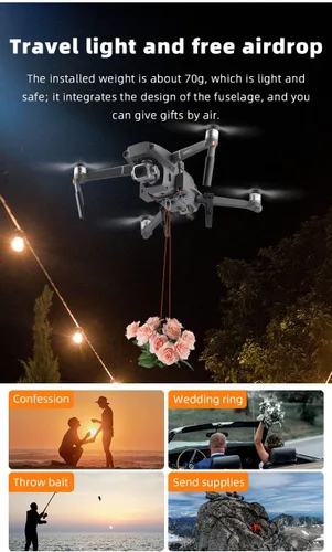 Vista 2 de Dron Air Dropping Transport para DJI Mavic 2 Pro/Zoom, dispositivo de liberación de lanzamiento de carga útil, sistema de entrega de lanzador