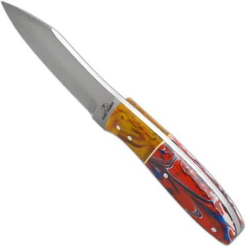 Vista 6 de Collection - Cuchillo de caza de hoja fija resistente, cuchillo afilado de acero inoxidable para exteriores con funda de cuero (BLP-2028)