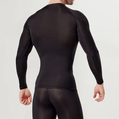Vista 3 de dfen Camisetas de compresión de secado rápido para hombre con capa base se adaptan a Cool Gear con cuello redondo y manga larga