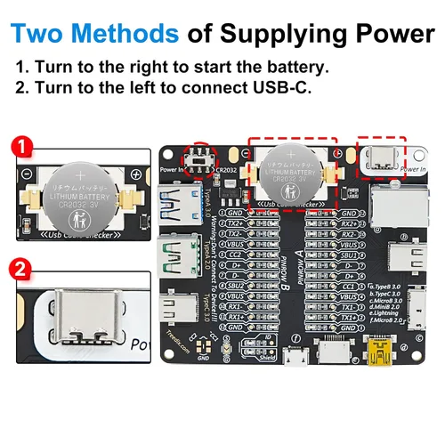Vista 3 de Tablero de prueba de cable USB Treedix con estuche de acrílico, comprobador de cable USB, cable de datos con carga, línea de datos de prueba, tipo