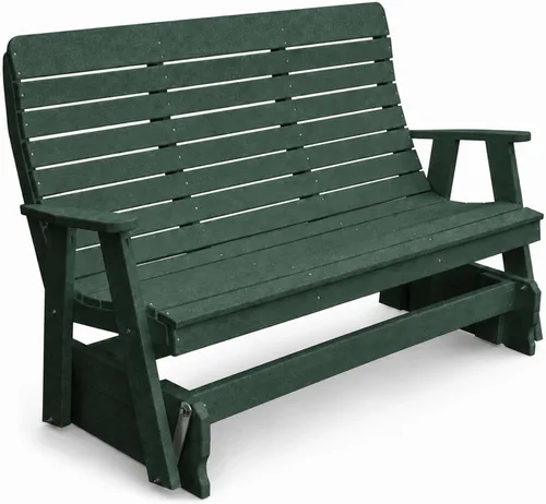 Vista 10 de Amish Made Antique Mahogany 4 ft Outdoor Glider Bench, HDPE Made in USA Fairfax Collection HDPE Poly Lumber Outdoor Glider Bench, All-Weather