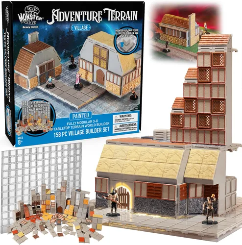 Vista 12 de Monster Adventure Terrain - Sistema de construcción intercambiable 3D, juego de expansión de caverna pintada de 141 piezas con base, construye