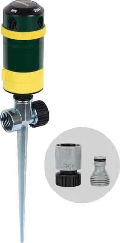 Vista 7 de Melnor 65161AMZ - Rociador rotativo Turbo Drive, aguas de hasta 70 pies de diámetro, 6 patrones de pulverización, cobertura ajustable de 30° a 360°
