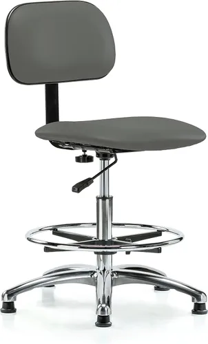 Vista 72 de Perch - Silla de laboratorio cromada con respaldo ajustable, altura del escritorio de 17 a 22 pulgadas, tela negra