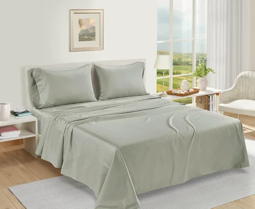 Vista 345 de LANE LINEN - Sábanas individual 100% algodón egipcio suave, cómodo y grueso de calidad de hotel, costuras reforzadas totalmente elásticas, sin