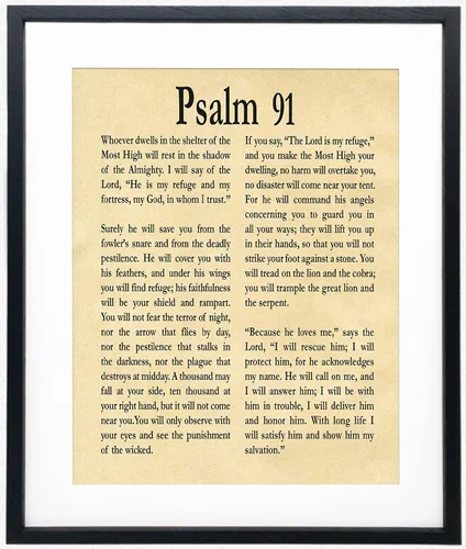 Vista 8 de Póster enmarcado del Salmo 91 con impresión del Salmo 91, arte de pared/Salmo 91, decoración de pared cristiana, póster de regalo religioso Salmo