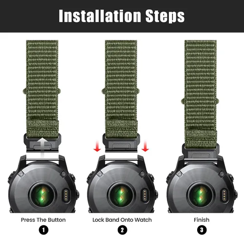 Vista 6 de Compatible con Garmin Fenix 8/8 Pro 2.008 in/Fenix 7X/6X/6X Pro/5X/5X Plus, correa de reloj de nailon de 1.024 in de ajuste rápido, correa