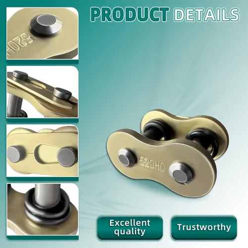 Vista 3 de AUTOKAY 4 eslabones de conexión de 520 cadenas Master Link O-Ring para motocicleta Dirt Bike