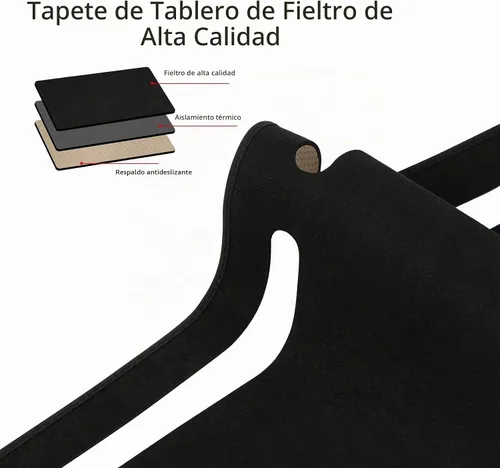 Vista 3 de Funda para salpicadero Alfombrilla personalizada para consola central interior Compatible con Toyota Tacoma 2016-2023 Funda para salpicadero Negro