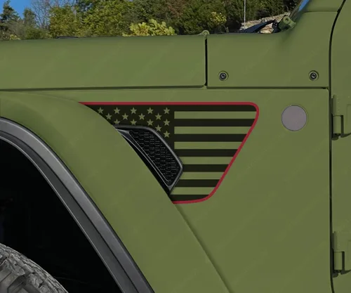 Vista 4 de Skull Daddy Graphics Banderas de ventilación estándar compatibles con Jeep Wrangler Gladiator Rubicon Mojave 392 JL JT 2018-2026 (4X azul)