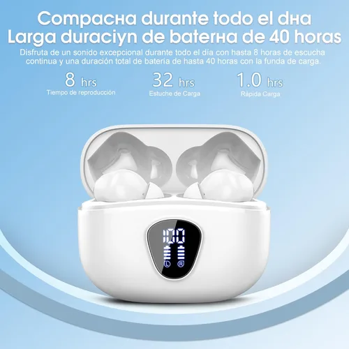 Vista 4 de Auriculares inalámbricos, Bluetooth 5.3 Auriculares estéreo de alta FG-Blanco Puro
