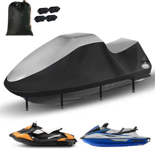 Vista 9 de Cubiertas para Jetski, Cubierta Waverunner 420D mejorada impermeable, cubierta duradera para Jet Ski de 3 plazas con 2 ventilaciones de aire, 4