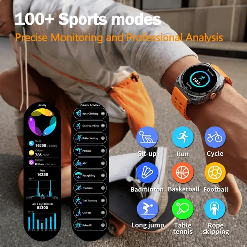 Vista 3 de Reloj inteligente 2 en 1 con auriculares para hombres TWS Auriculares inalámbricos Relojes inteligentes para teléfonos Android iOS con llamadas