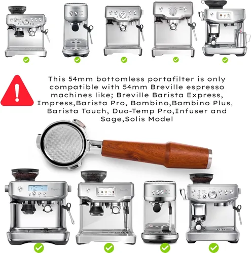 Vista 5 de Juego de portafiltros de 2.126 in para máquinas de café espresso Breville, incluye herramienta de nivelación, manipulación de café, herramienta WDT