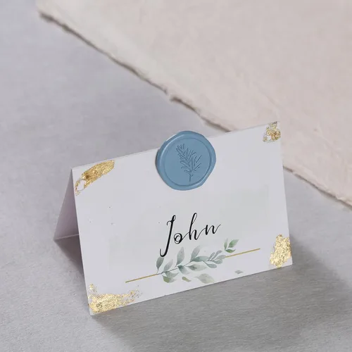 Vista 6 de UNIQOOO Calcomanías de sello de cera, calcomanías de sello de invitación de boda de romero, 100 calcomanías autoadhesivas azul polvoriento
